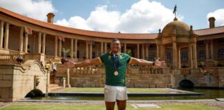 Day 5 and Damian Willemse is still partying with his full Boks kit