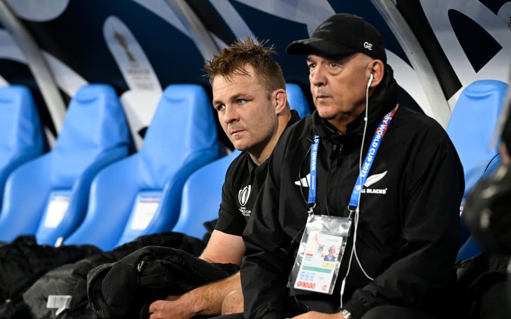 A dejected Sam Cane (captain) of New Zealand after a red card. Rugby World Cup France 2023, New Zealand All Blacks v South Africa FInal match at Stade de France, Saint-Denis, France on Saturday 29 October 2023. Photo credit: Andrew Cornaga / www.photosport.nz