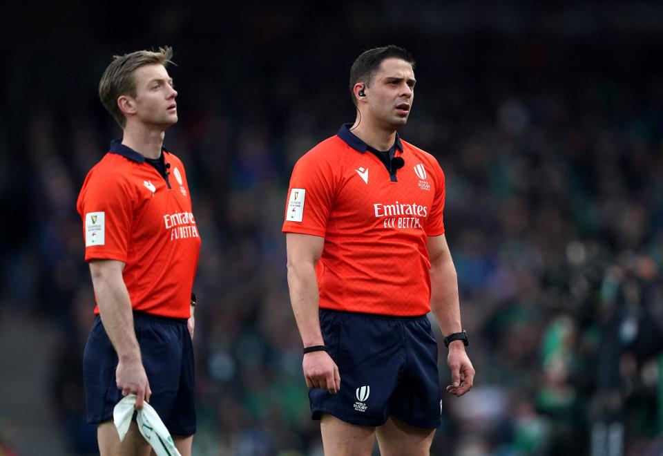 Georgian referee Nika Amashukeli, right, is in charge today (PA Wire)