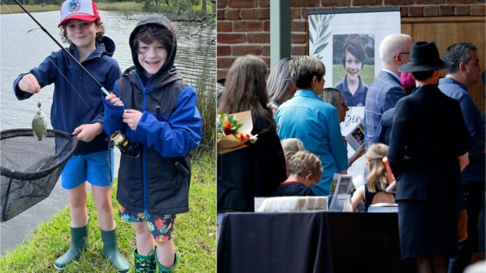 Brothers Ben and Russell Smith farewelled by loved ones more than two weeks after allegedly being murdered by mother