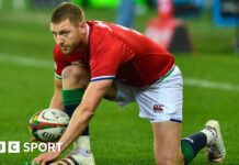 Finn Russell playing for the British and Irish Lions