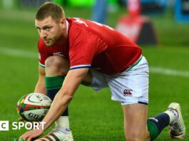 Finn Russell playing for the British and Irish Lions