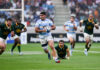 Argentina's Joaquín Oviedo runs with the ball during his side's Rugby Championship 2024 victory over South Africa in Santiago del Estero.