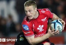 Johnny McNicholl on the attack for Scarlets