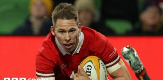 Liam Williams scoring against Australia