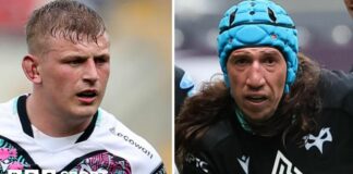 Jac Morgan and Justin Tipuric in action for Ospreys