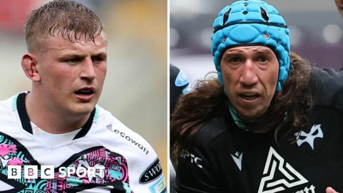 Jac Morgan and Justin Tipuric in action for Ospreys