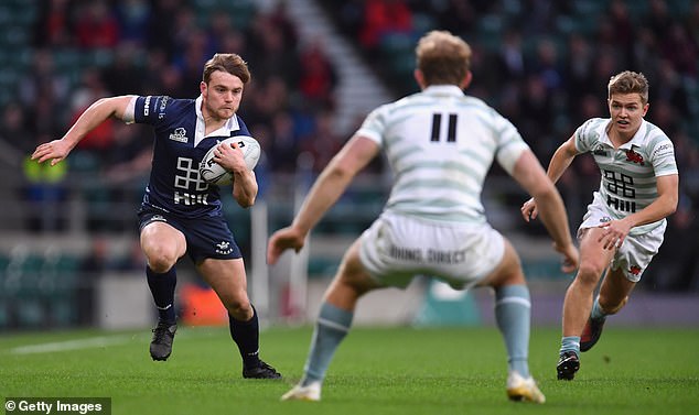 Nick Koster prepares to carry out a tackle during the Oxford University vs Cambridge University Men's Varsity match at Twickenham Stadium on December 7, 2017