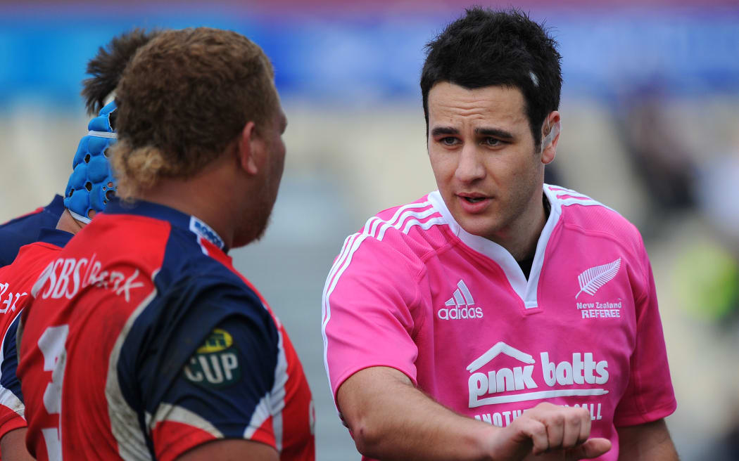 Match referee Ben O`Keefe during the ITM Cup game Tasman v Hawkes Bay. Trafalgar Park, Nelson, New Zealand. Sunday 22 September 2013. Photo: Chris Symes/www.photosport.co.nz