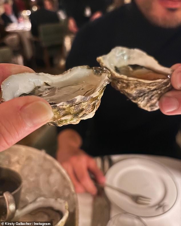 They started their meal by sharing oysters together