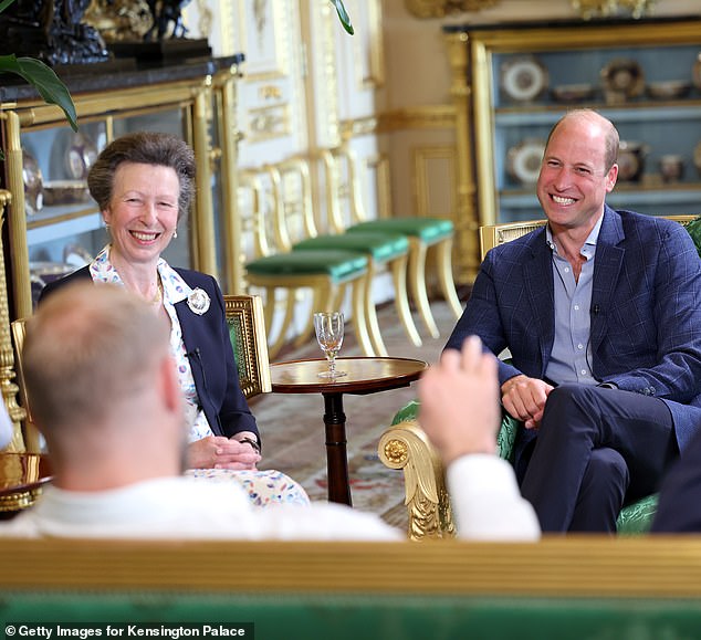 James Haskell pictured speaking to Princess Anne and the Prince of Wales during the podcast recording