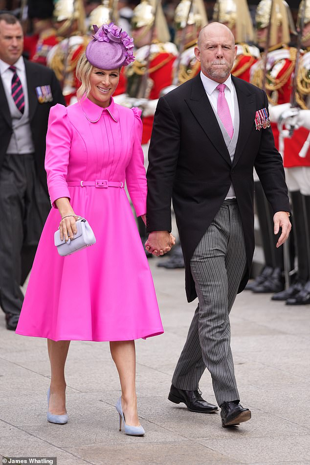 Zara and Mike attending a thanksgiving service to celebrate the Queen's Platinum Jubilee in 2022