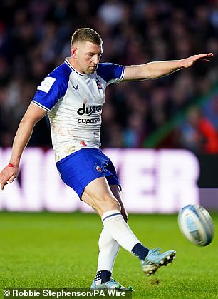 Finn Russell kicks a conversion during his Premiership match at Twickenham last weekend