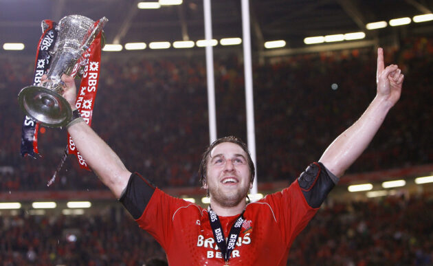 Wales captain Ryan Jones celebrates winning the 2008 Grand Slam.