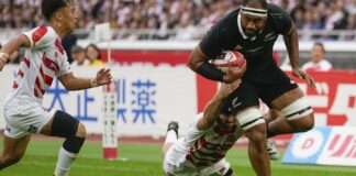 All Blacks overcome Japan to win 1st northern rugby tour test 64-19