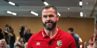 Andy Farrell, Head Coach of the British & Irish Lions walks into the conference room during the British & Irish Lions Head Coach Announcement for the 2025 Tour to Australia. Pic: David Rogers/Getty Images