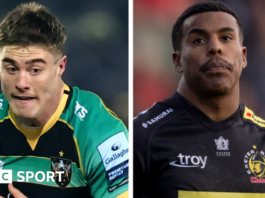 Henry Slade, Tommy Freeman, Immanuel Feyi-Waboso and Asher Opoku-Fordjour