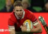 Liam Williams scores for Wales against Australia in July 2024