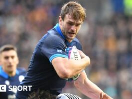 Richie Gray carries against Fiji