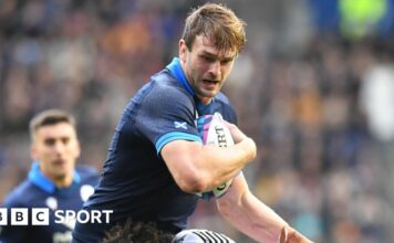 Richie Gray carries against Fiji