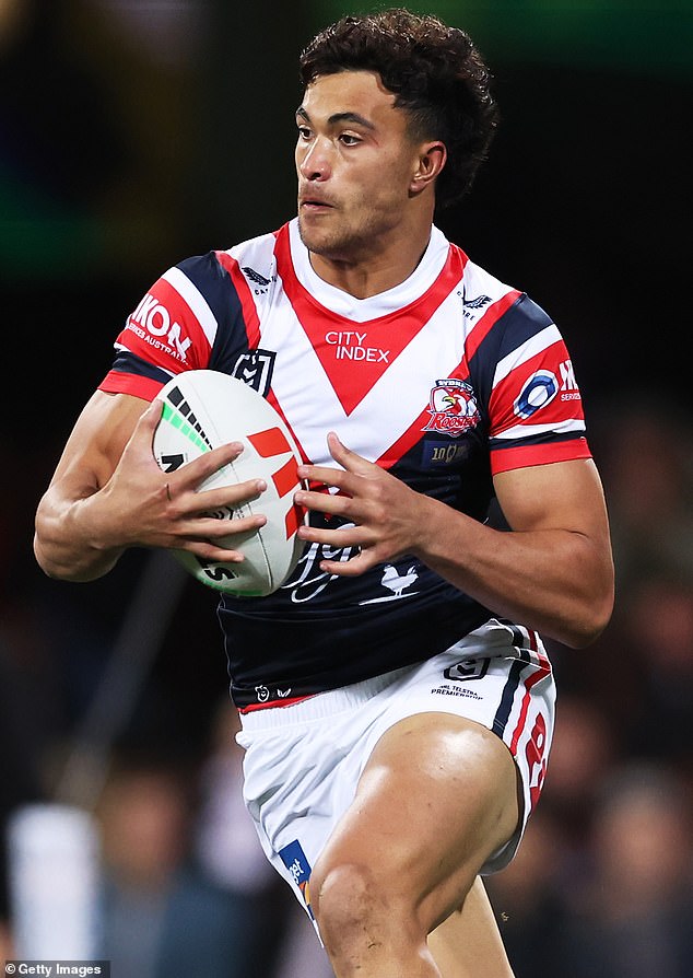 Suaalii's reported contract of $5.3million over three years with Rugby Australia will also ensure his every move will be heavily scrutinised (pictured, playing for the Roosters)