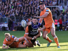 Two players sent off as Bath hit Sale Sharks for six