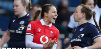 Jasmine Joyce celebrates against Scotland