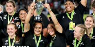 New Zealand lift the Women's Rugby World Cup at Eden Park in 2022