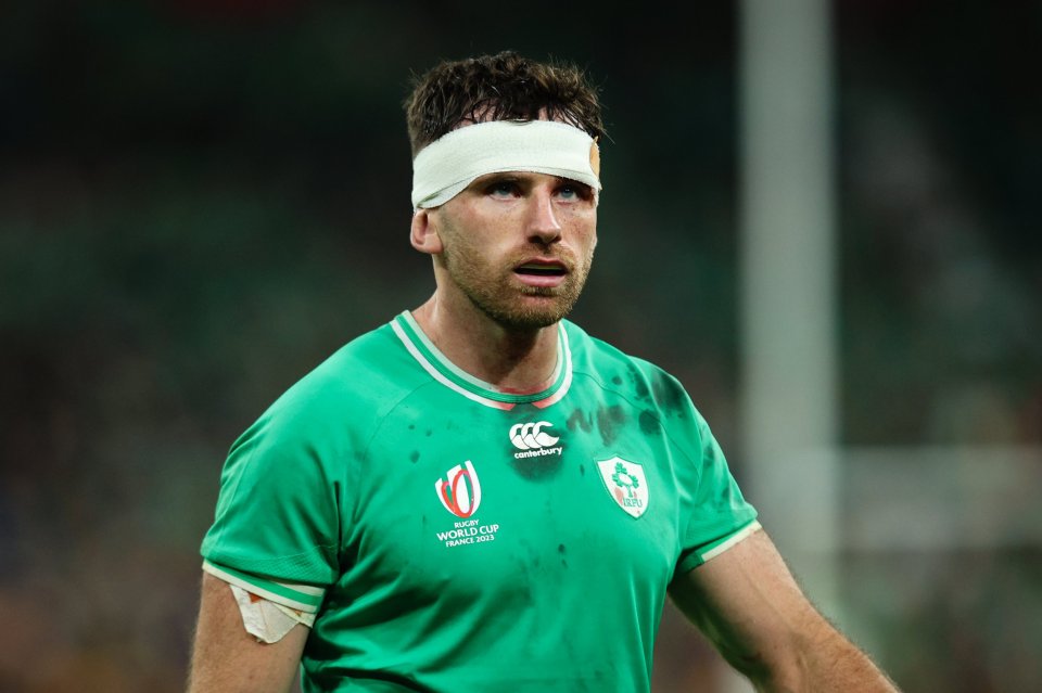 Hugo Keenan of Ireland looks on during the Rugby World Cup France 2023 Quarter Final match between Ireland and New Zealand