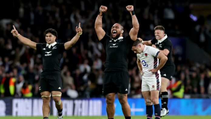 Rugby’s card conflict still misses the point as All Blacks squeeze home in Twickenham thriller