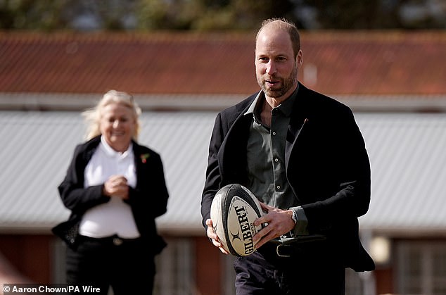 Prince William during a rugby session at Ocean View Secondary School in Cape Town today