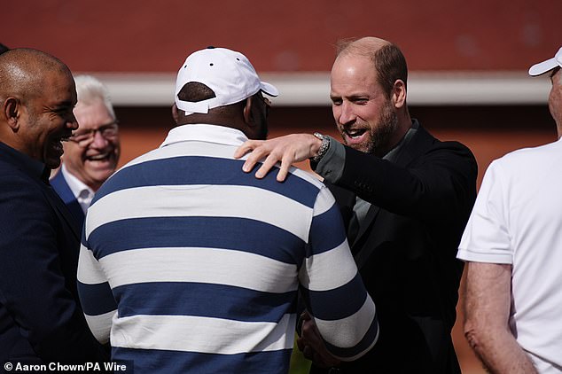 The Prince of Wales meets former Springboks player Tendai Mtawarira in Cape Town today