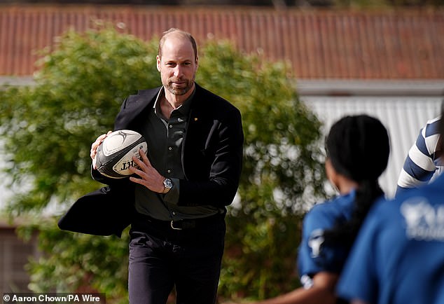 The Prince of Wales plays rugby today at Ocean View Secondary School in Cape Town