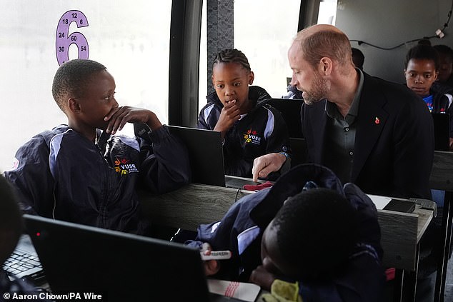 The Prince of Wales meets primary school children from Langa Township in Cape Town today