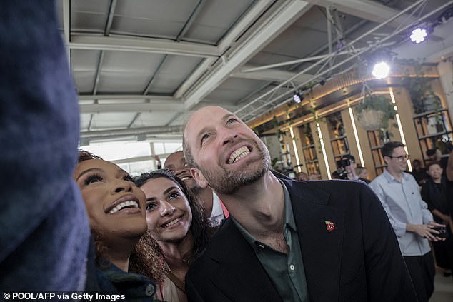 Prince William takes a selfie with South African actress Nomzamo Mbatha in Cape Town today