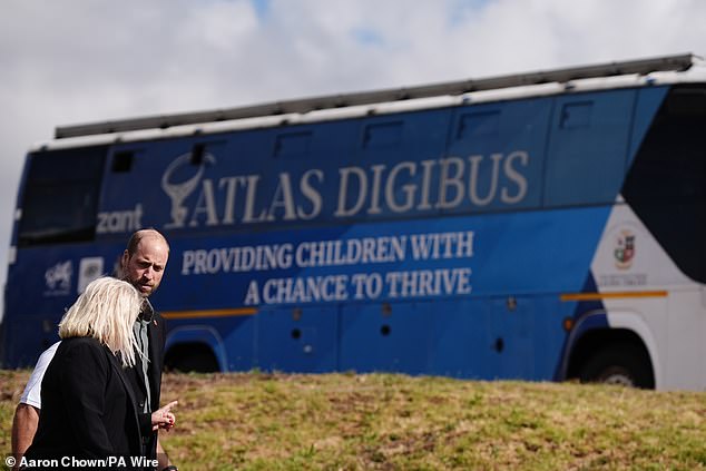 The Prince of Wales arrives to meet primary school children from Langa Township today