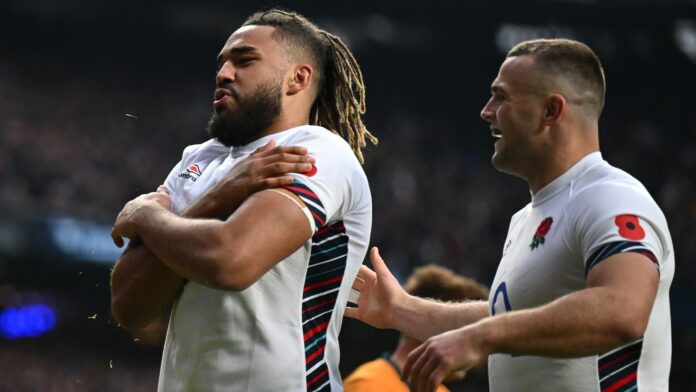 England rugby star steals Premier League legend's iconic celebration after scoring wonder try in Australia clash