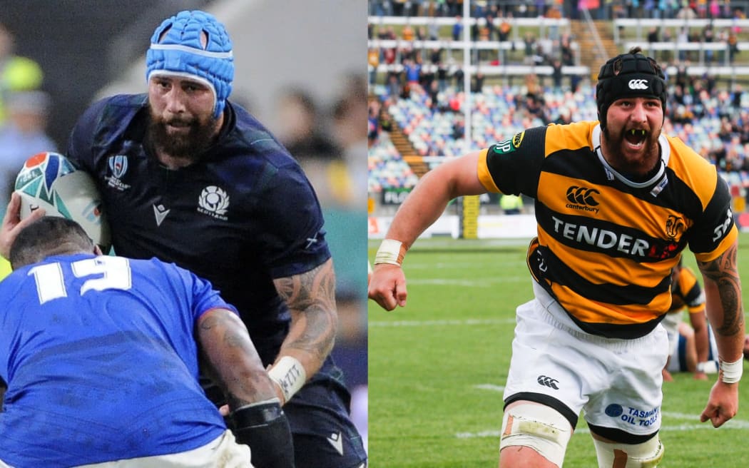 Blade Thomson for Scotland against Samoa at the Rugby World Cup in 2019 and scoring for Taranaki against Auckland in 2014.