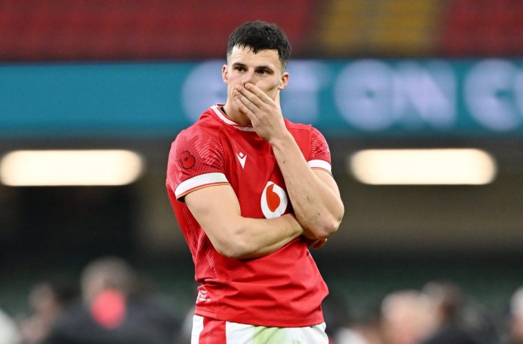 CARDIFF, WALES - NOVEMBER 10: Ellis Bevan of Wales looks dejected after defeat to Fiji during the Autumn Nations Series 2024 match between Wales and Fiji at the Principality Stadium on November 10, 2024 in Cardiff, Wales. (Photo by Dan Mullan/Getty Images)