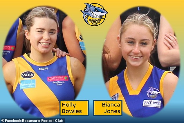 Holly Bowles (left) and Bianca Jones (right) both played for the Beaumaris Football Club