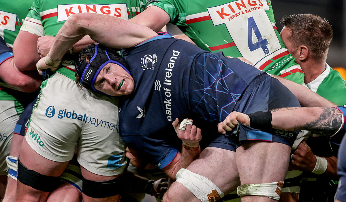 Investec Champions Cup Round of 16, Aviva Stadium, Dublin 6/4/2024 Leinster vs Leicester Tigers Leinster's Ryan Baird. Pic: INPHO/Dan Sheridan