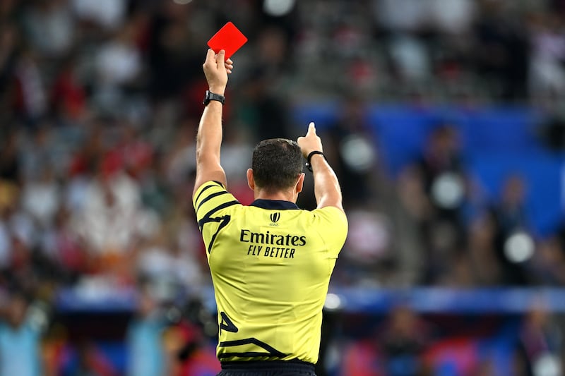 World Rugby’s 20-minute red card proposal is in keeping with its mantra of 'growing the game and reimagining the spectacle', but it seems to be at odds with its campaign to reduce high hits. Photograph:  Dan Mullan/Getty Images