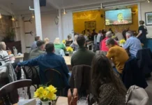 The Kings Arms Hotel Viewers watching Wales play at the The Kings Arms Hotel, Abergavenny 