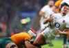 England's Marcus Smith is tackled by Australia's Fraser McReight in the 2024 Autumn International.