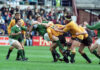 Mullin (centre) won 55 caps for Ireland between 1984 and 1995, scoring 17 tries. File photo: AFP