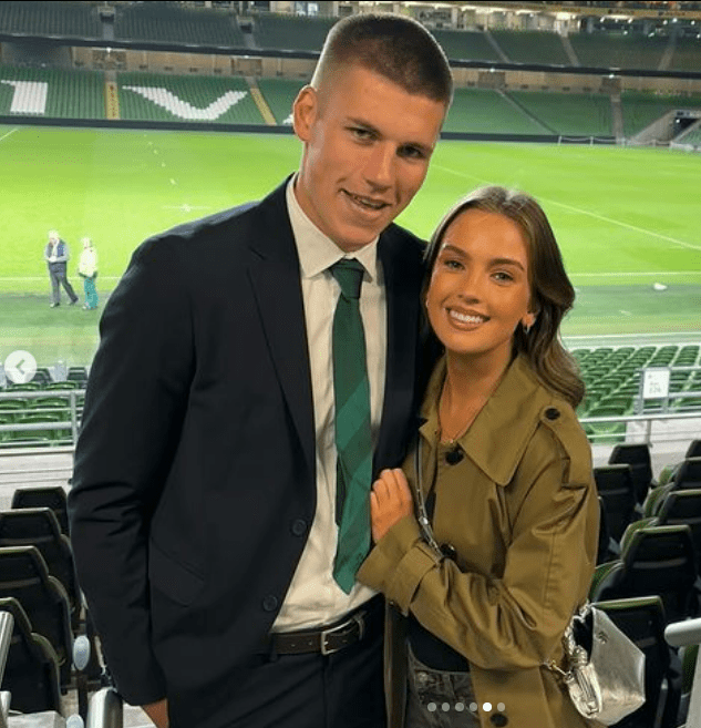 With his girlfriend Anna after coming off the bench versus Los Pumas