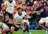 New Zealand's Caleb Clarke is tackled against France, 2024