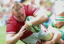 Dewi Lake of Wales scores a try ahead of the Wales vs Fiji live streams for the Autumn International Series 2025 match in Week 2