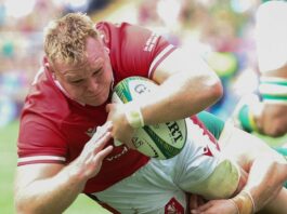 Dewi Lake of Wales scores a try ahead of the Wales vs Fiji live streams for the Autumn International Series 2025 match in Week 2