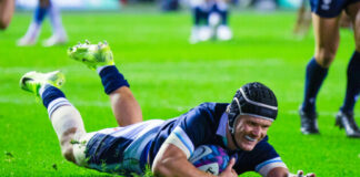 Scotland's Darcy Graham scores a try against Fiji in their the first Scotland Autumn International of 2024.